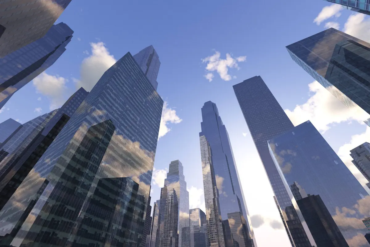 City skyline with modern buildings